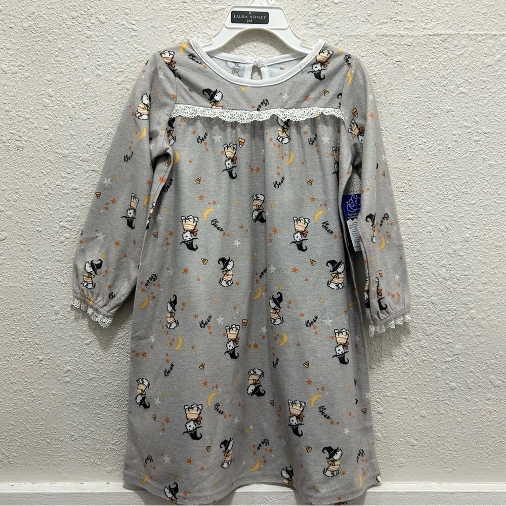 Laura Ashley Dog Halloween Print Grey Nightgown NWT 3T